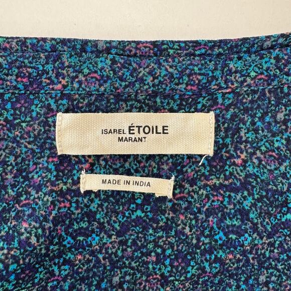 Isabel Marant Etoile Button Down Sheer Top Blouse Long Sleeve Blue 34 Oversized - Picture 10 of 13
